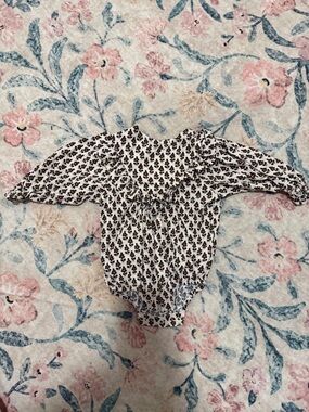 Rylee + Cru Cream Floral Dress with Brown and Green Print